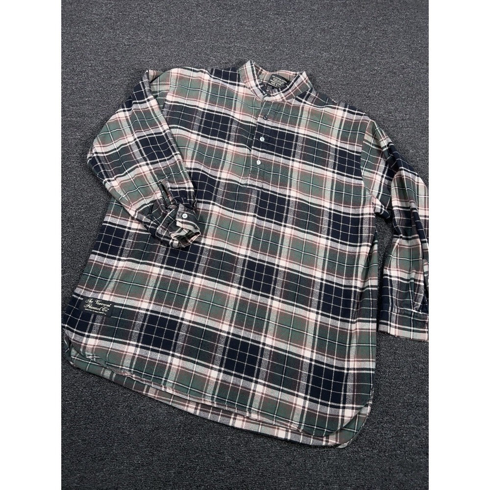 VTG Vermont Flannel Co Men One Size Plaid Flannel Henley Shirt USA Made